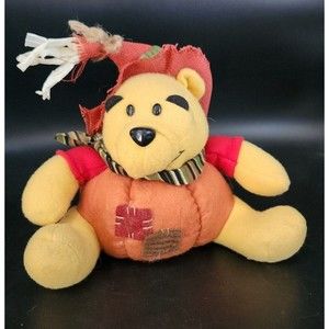 Disney Plush Winnie The Pooh Pumpkin Scarecrow Halloween Thanksgiving